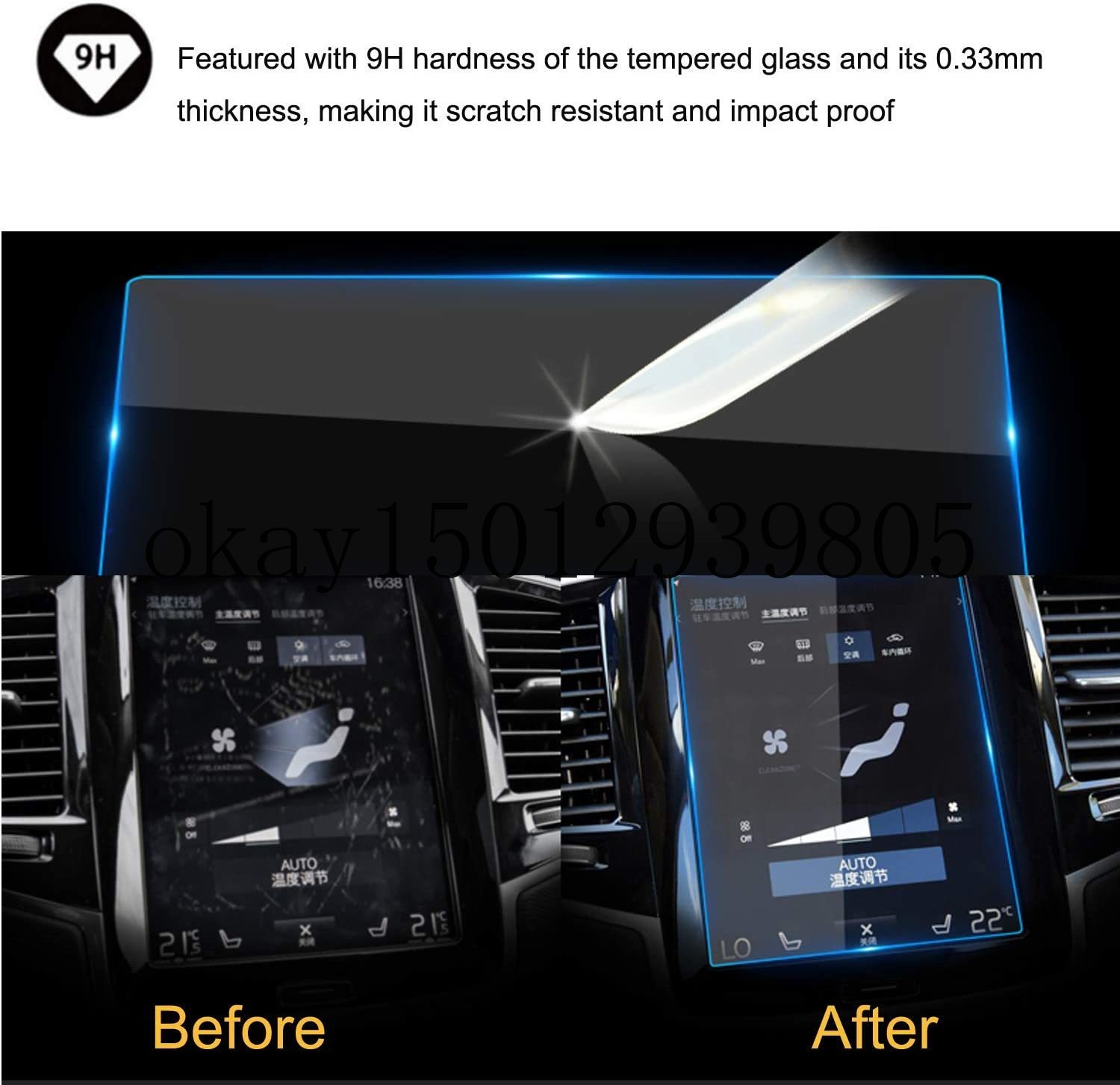 for Volvo V90 XC40 XC60 XC90 S90 9 Inch Car Navigation Touch Screen Protector, Scratch-Resistant Ultra HD