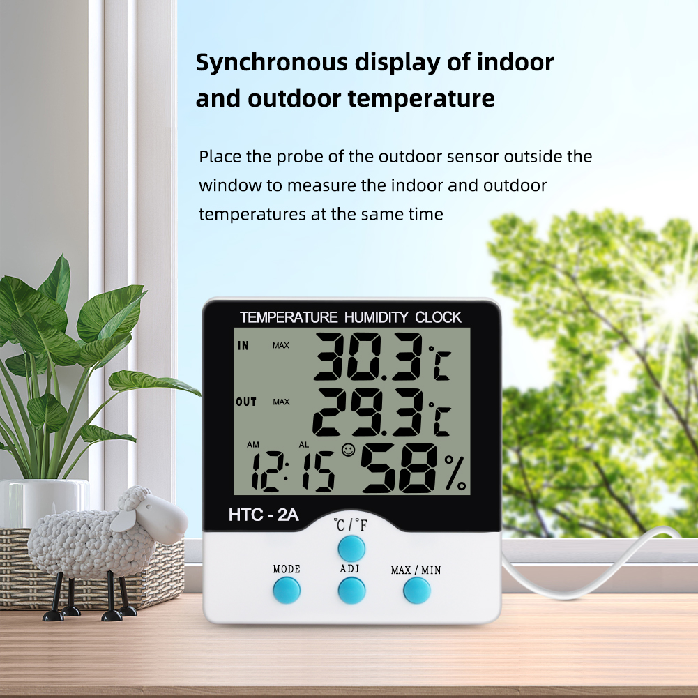 Medidor Digital de temperatura y humedad, reloj – Grandado
