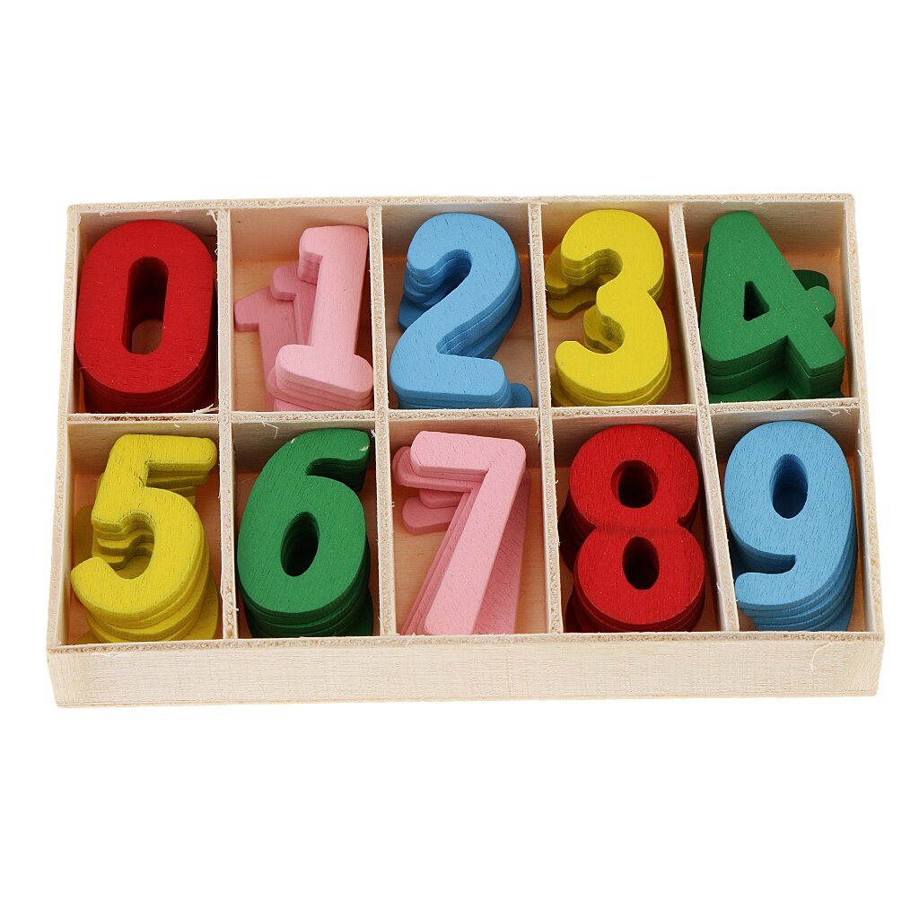 60 Pieces Colorful Wooden Number for Kids Early Learning Educational ...