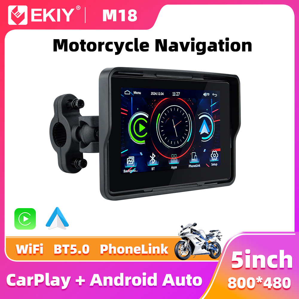 EKIY 5.0 calowy ekran nawigacji GPS robić motocykli Przenośny cyfrowy płyta motocyklowy Bezprzewodowy CarPlay Moto android automatyczny