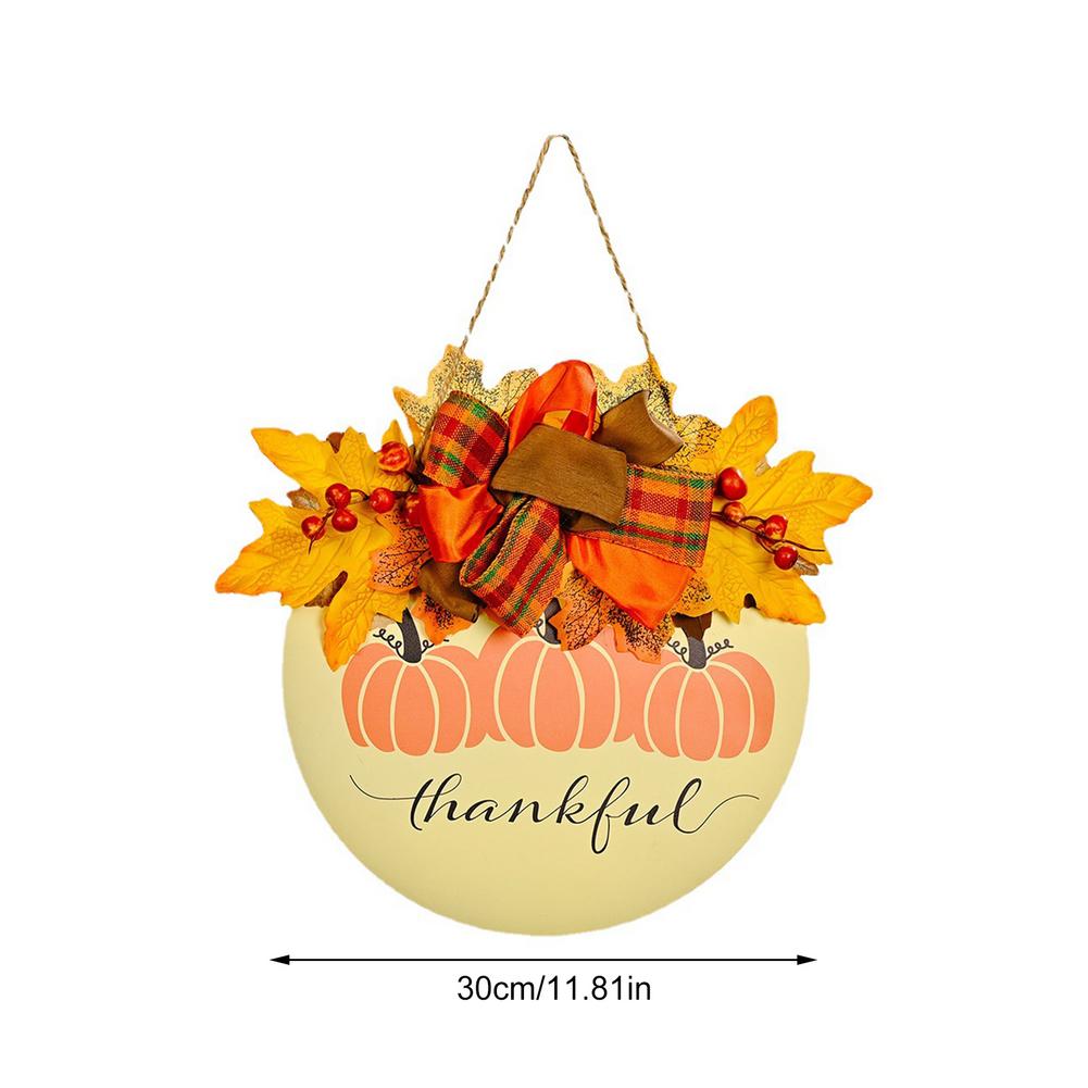 Tema de otoño puerta corona Artificial de cono de pino Arce Artificial guirnalda tela corona de mimbre Día de Acción de Gracias de la decoración del hogar: H