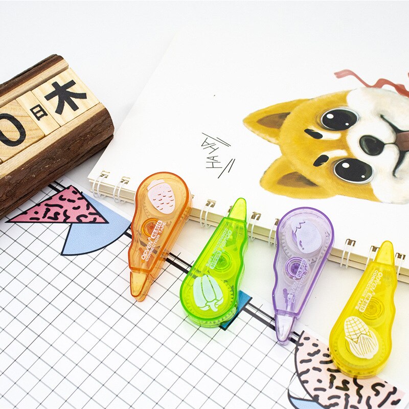 1 Pza de plástico coloreado Corrector cinta de corrección de dibujos animados para útiles escolares para niños decoración Artificial