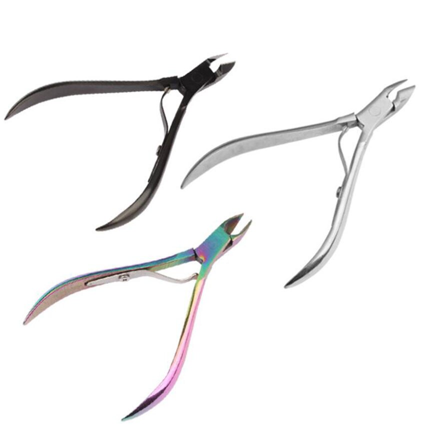Tijeras de acero inoxidable para cutículas, pinzas para manicura y pedicura, removedor de piel muerta, herramientas para el cuidado de las uñas, 1 ud.