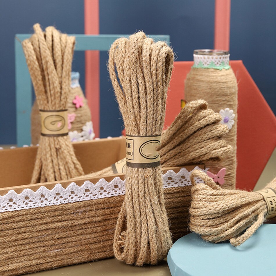 5Meter Natuurlijke Jute Lint Ambachten Touw String DIY Bruiloft Jute Koord Touw Vintage Jute Wrap Naaien Party Woonaccessoires