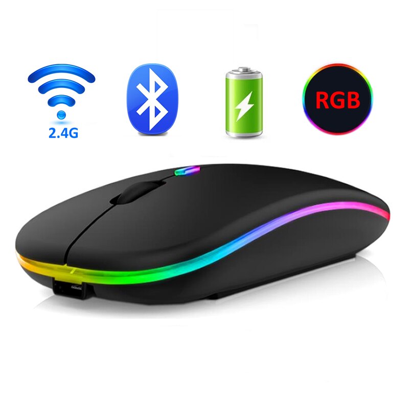 Rgb 2.4G Draadloze Muis Bluetooth Muis Gamer Oplaadbare Computer Muis Draadloze Usb Ergonomische Mause Stille Muizen Voor Laptop Pc