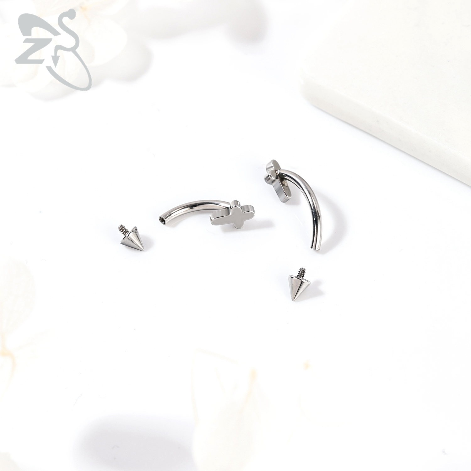 ZS 1 Piece 16G/20G Stainelss Steel Eyebrow Piercing Men Punk Rock Curved Eyebrows Ring Cross Spike Lip Belly Piercings Jewelry