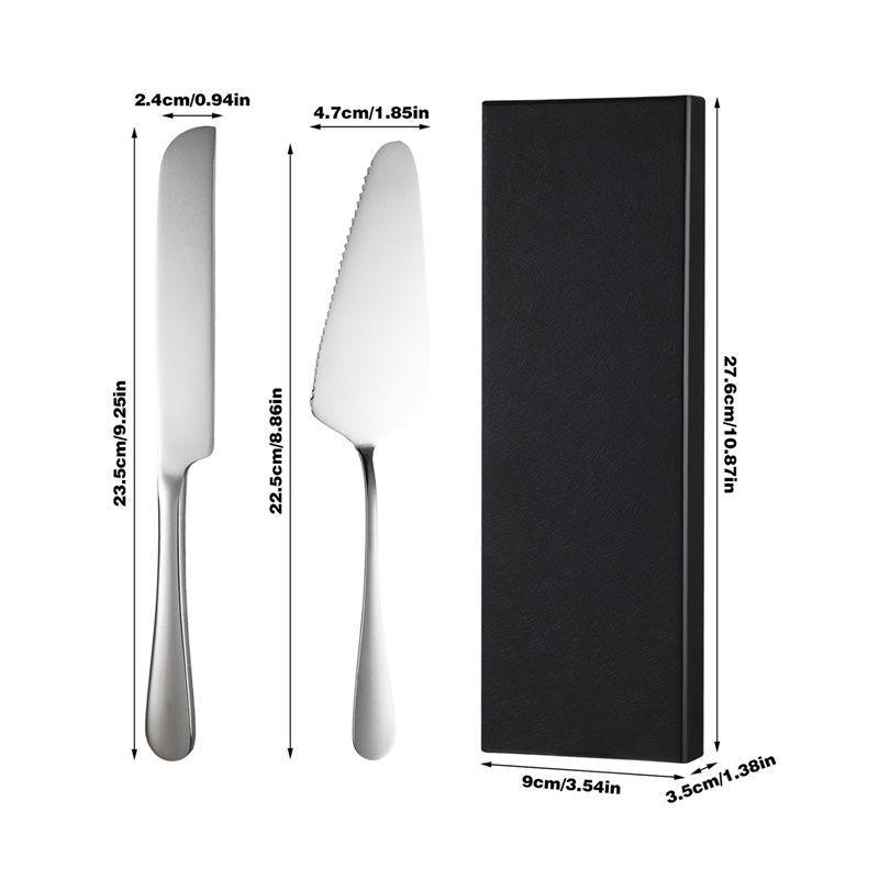 2Pcs/Set Stainless Steel Cake Shovel Set Bread Pizza Knife Dessert Pie Fondant Divider Cutter Spatula For Wedding Birth Baking: Dark Khaki