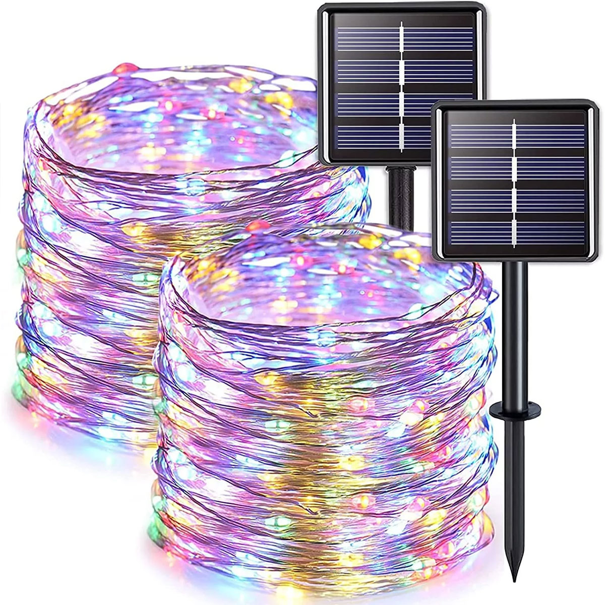 Guirnaldas de luces alimentadas por energía Solar de 12/22/32M, lámpara Solar de alambre de cobre de 300LED, luces de hadas impermeables IP65 para decoración del banquete de boda de Navidad: Blanco / 21-30 W