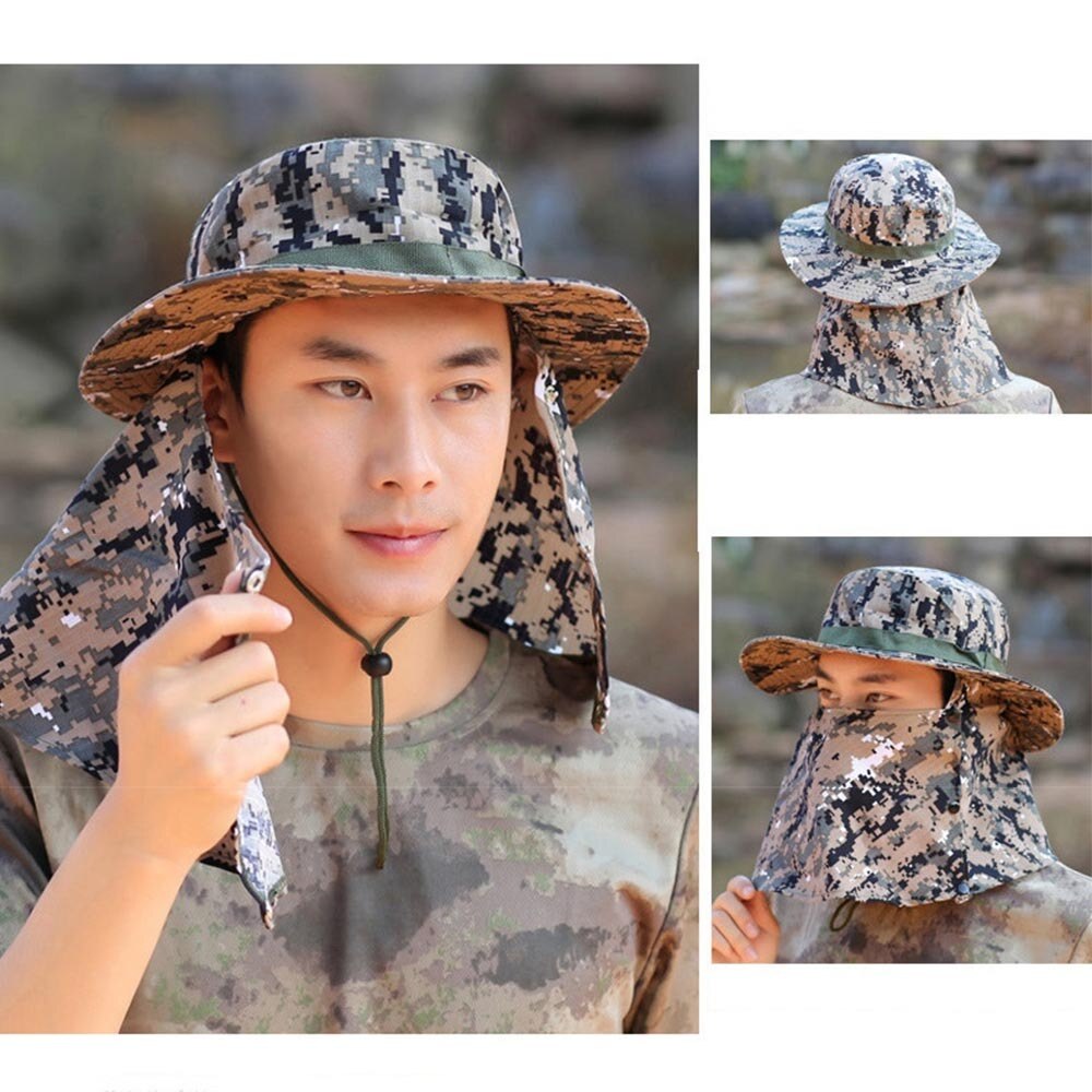Zon Camouflage Hoeden Mannen Outdoor Vissen Caps Bergbeklimmen Cap Visser Hoed Mesh Mosquito Insect Hoed Bug Reizen Camping Cap