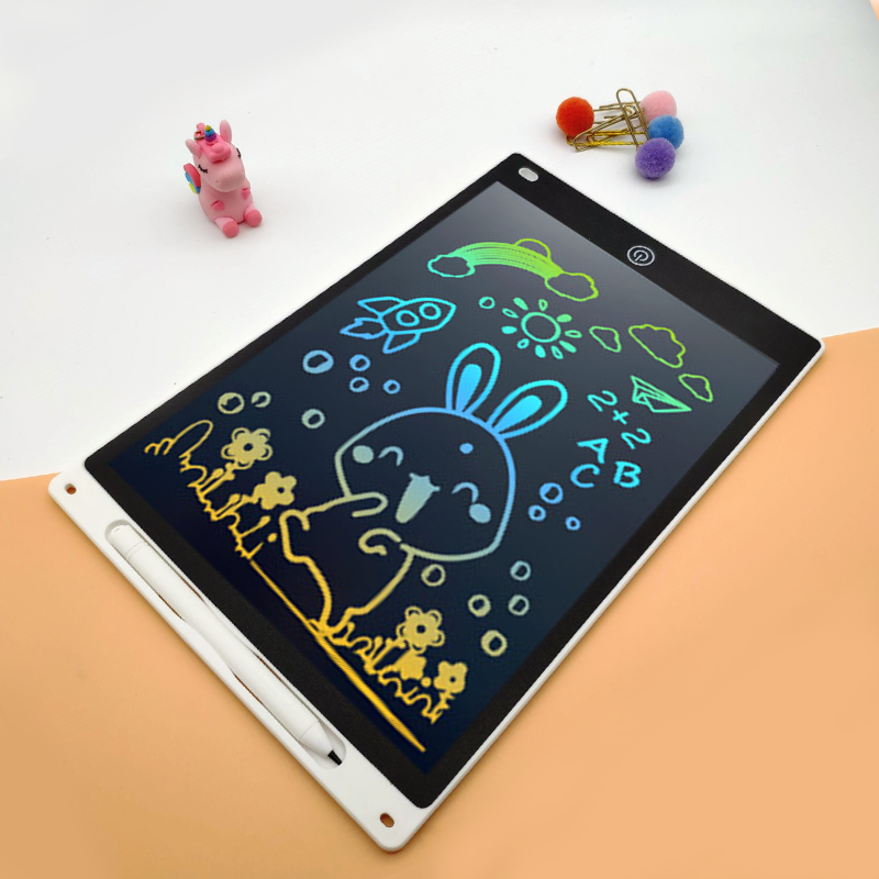 12 Zoll elektronisches Zeichenbrett (Helligkeits steigerung um 20%), Schreib tablet für Kinder, buntes Bildschirm-Doodle-Board: WHITE