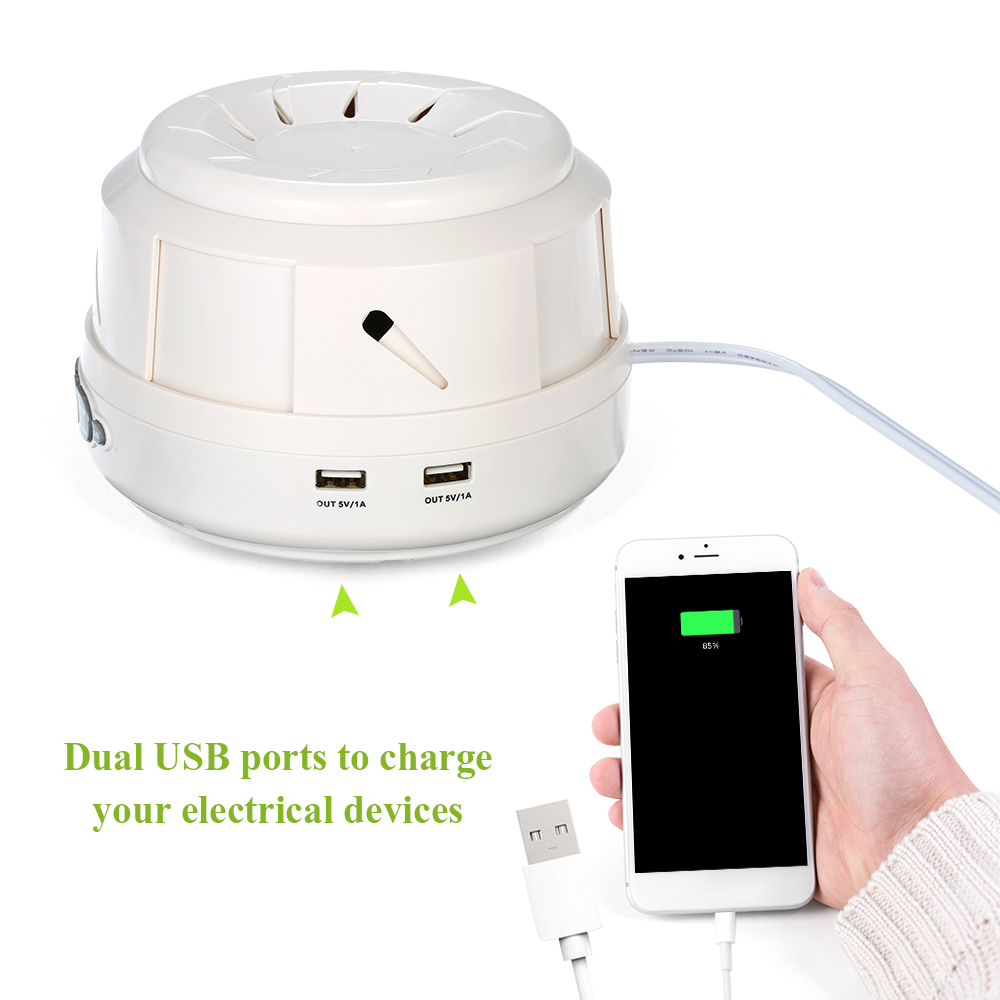 White Noise Sound Machine for Sleeping 2 Levels Wind Adjustable Countdown Timer Dual USB Port Natural Sound US Plug AC 120V