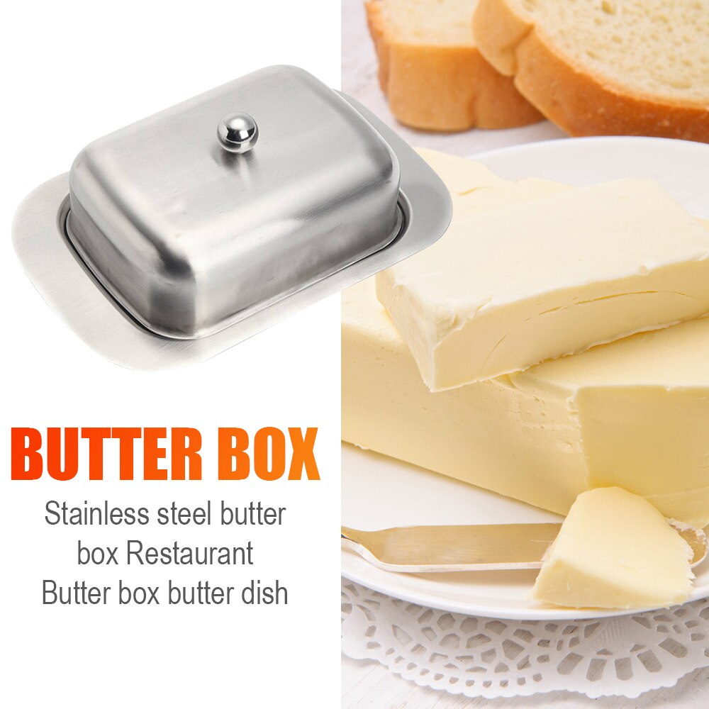 Butter Box Stainless Steel Butter Box Butter Serve Tray Cheese Storage Tray Cheese Storage Box with Lid Cheese/Butter Container