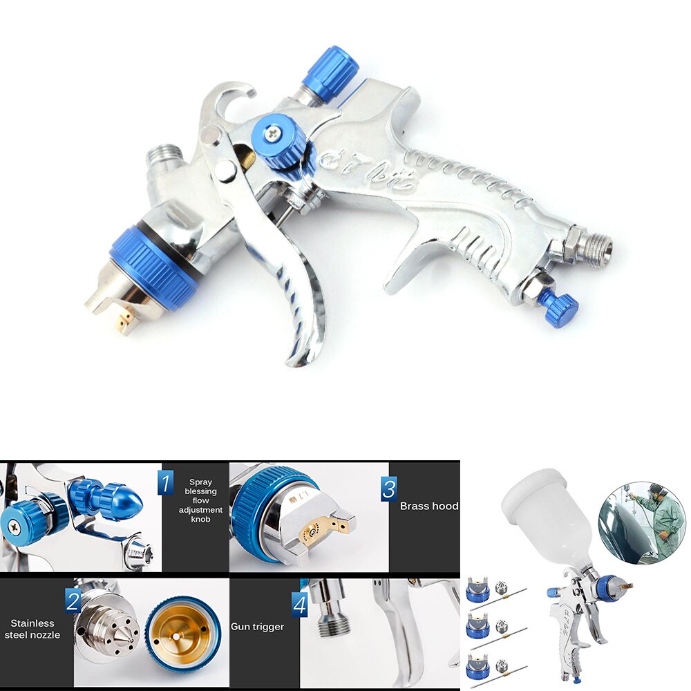 Spray Gun With 3 Nozzles 1.4mm 1.7mm And 2.0mm Mini Spray Guns Sprayer Painting Airbrush Set Power Tools Kit