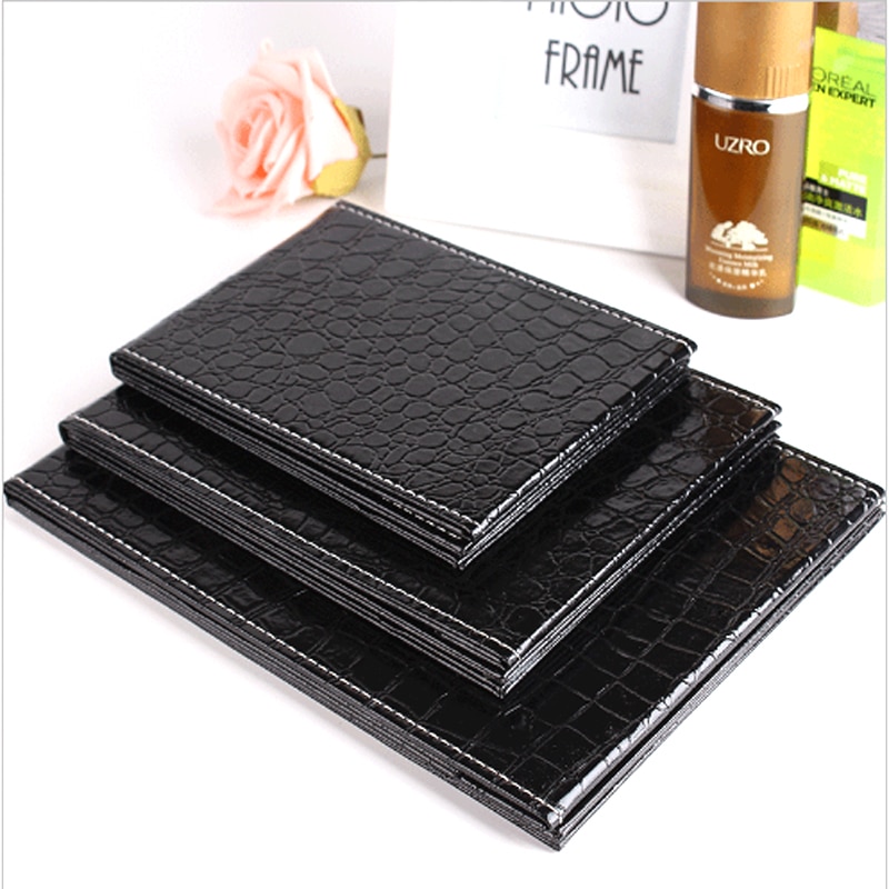 Espejo de piel sintética con estampado de cocodrilo para mujer, espejo de maquillaje portátil, plegable, de belleza, 3 colores y tamaños diferentes