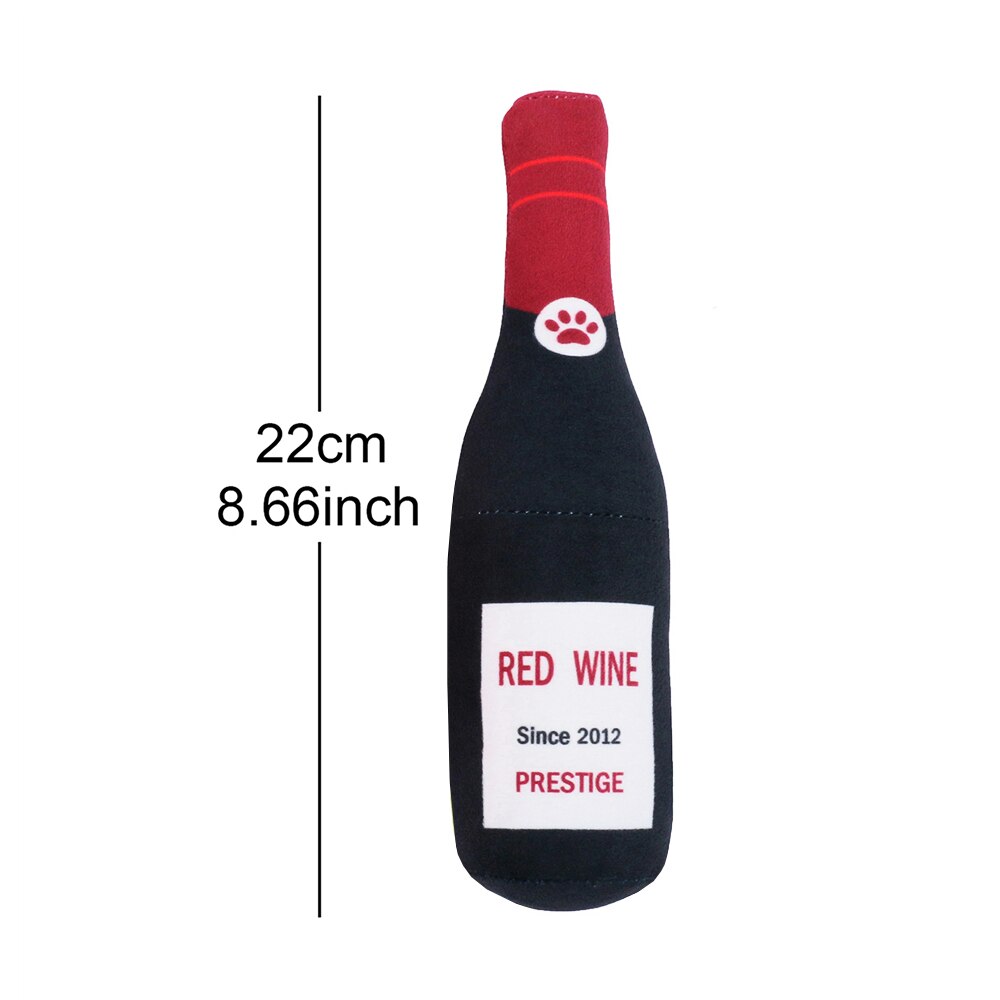Wine Bottle Shape Squeaky Toy Dog Toys Cocktail Vodka Plush Filled Champagne Food Toys Bite-Resistant Pet Supplies: Red wine