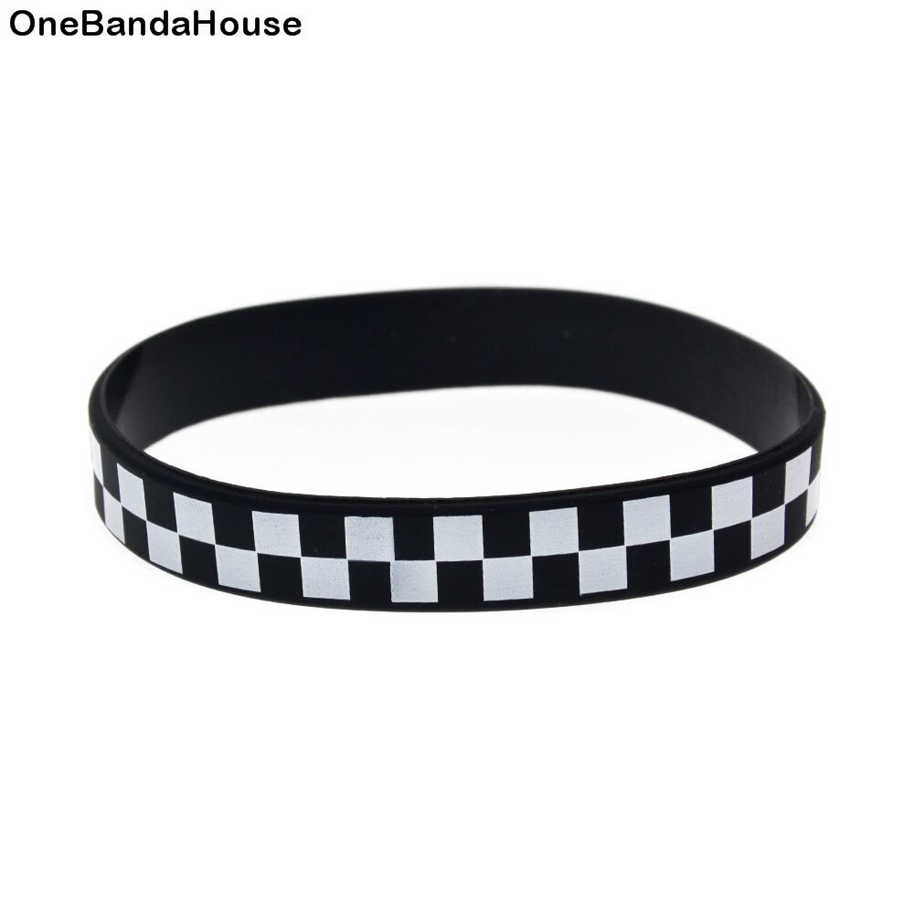 OBH 50PCS Hip Hop Style Printed Checkered Silicone Wristband