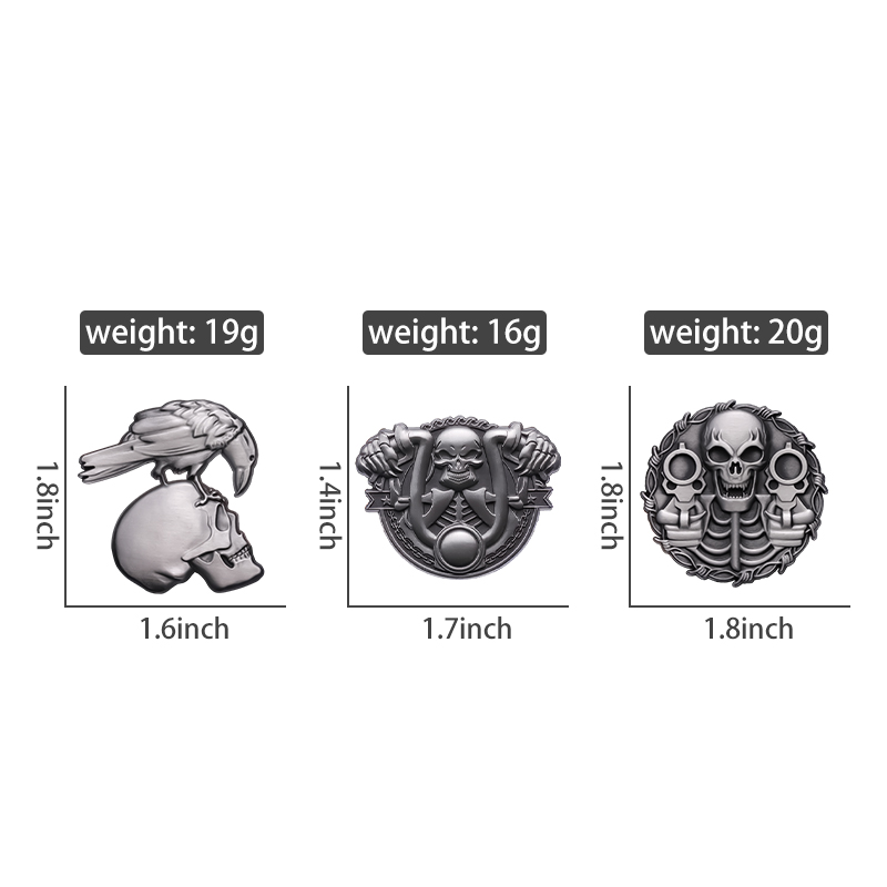 Épingle en émail de crâne de corbeau en relief gothique, broche de revolvers de odorà deux pistolets, insigne en métal de revers, style sombre, de bijoux