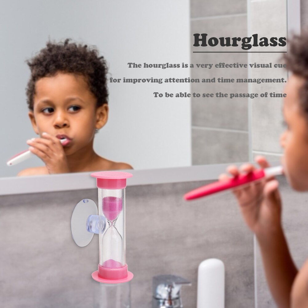2-3 Minutes Hourglasses with Suction Cup Children Teeth Brushing Timer Home Decorative Plastic Sand Clock Shower Timer For Kids