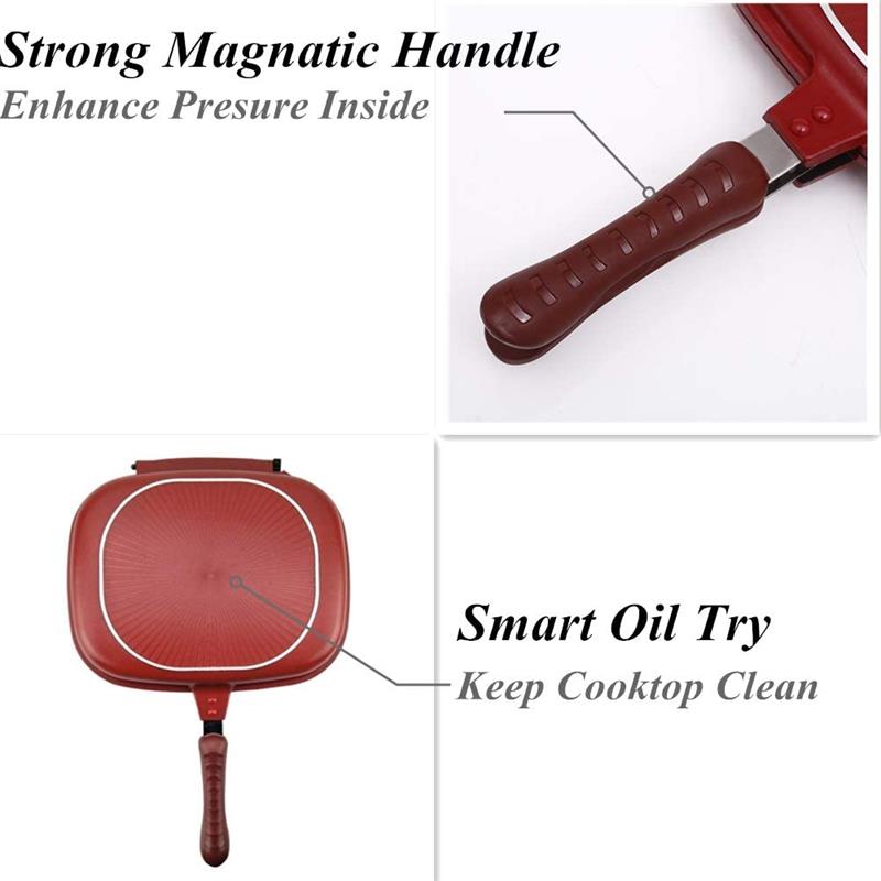 Sartén para asar a la parrilla de doble cara, forma cuadrada, antiadherente, sartén de carne, herramienta de cocina, accesorios de cocina