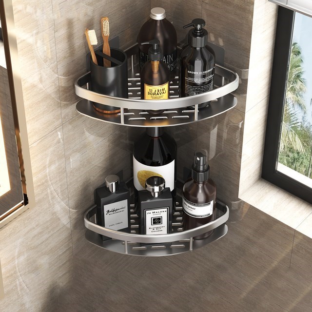 Luxury Bathroom Shelves Without Drilling Rustproof Aluminum Shower Wall Shelf Shampoo Towel Holder Bathroom Organizer Accessorie: Burgundy