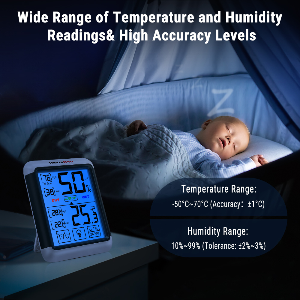 ThermoPro TP55 Digital Thermometer Hygrometer Indoor Weather Station For Home Backlight Room Thermometer Touch Screen