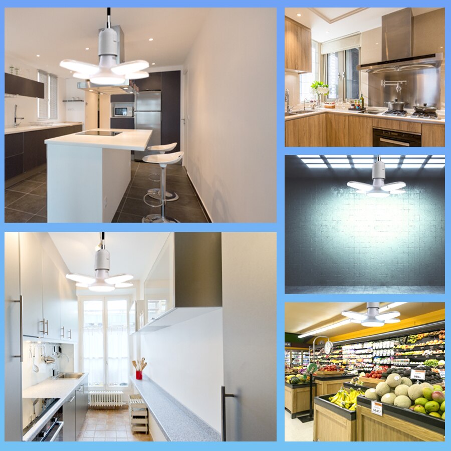 E27 Lüfterförmige LED-Birne, AC220 V, 28 W, faltbarer Lüfterflügel, LED-Licht, Lampe, Strahler für Zuhause, Deckenplatte, Zimmer, Garage, Beleuchtung