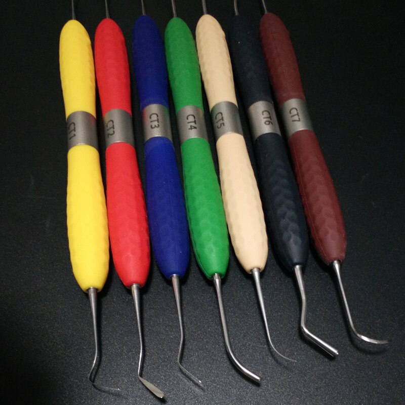 Resina dental, herramientas para esculpir, restauración estética, 7 Uds. Con caja de esterilización de alta temperatura, kit de herramientas de mano lm