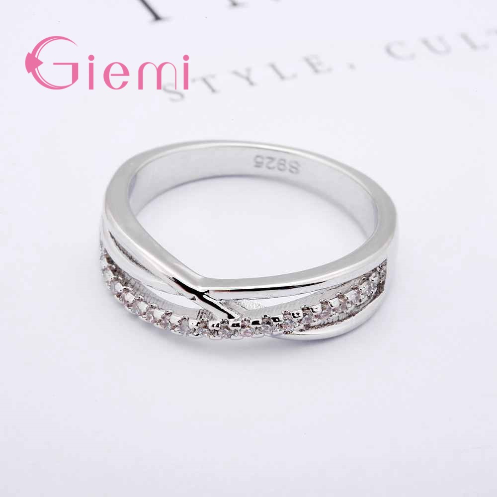 Cubic Zirconia Rings For Women Filled Crystal Type Trendy 925 Sterling Silver Rings Jewelry Bijouterie