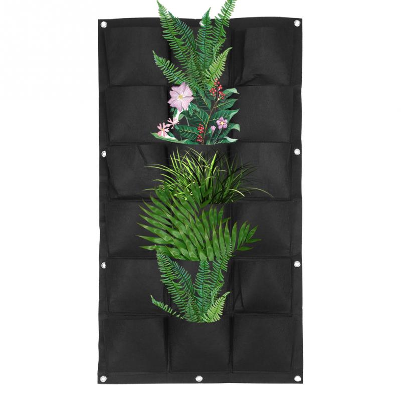 Bolsas de cultivo de plantas de jardín para colgar en la pared jardín Vertical jardinería 6/9/12/18 bolsillos tela de fieltro negro bolsas de crecimiento
