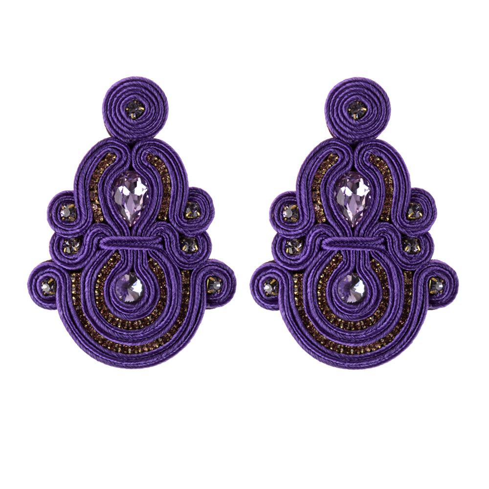 KpacoTa – longues boucles d&#39;oreilles ethniques boho, bijoux colorés à la , pendentif fait à la main, pour femmes: purple
