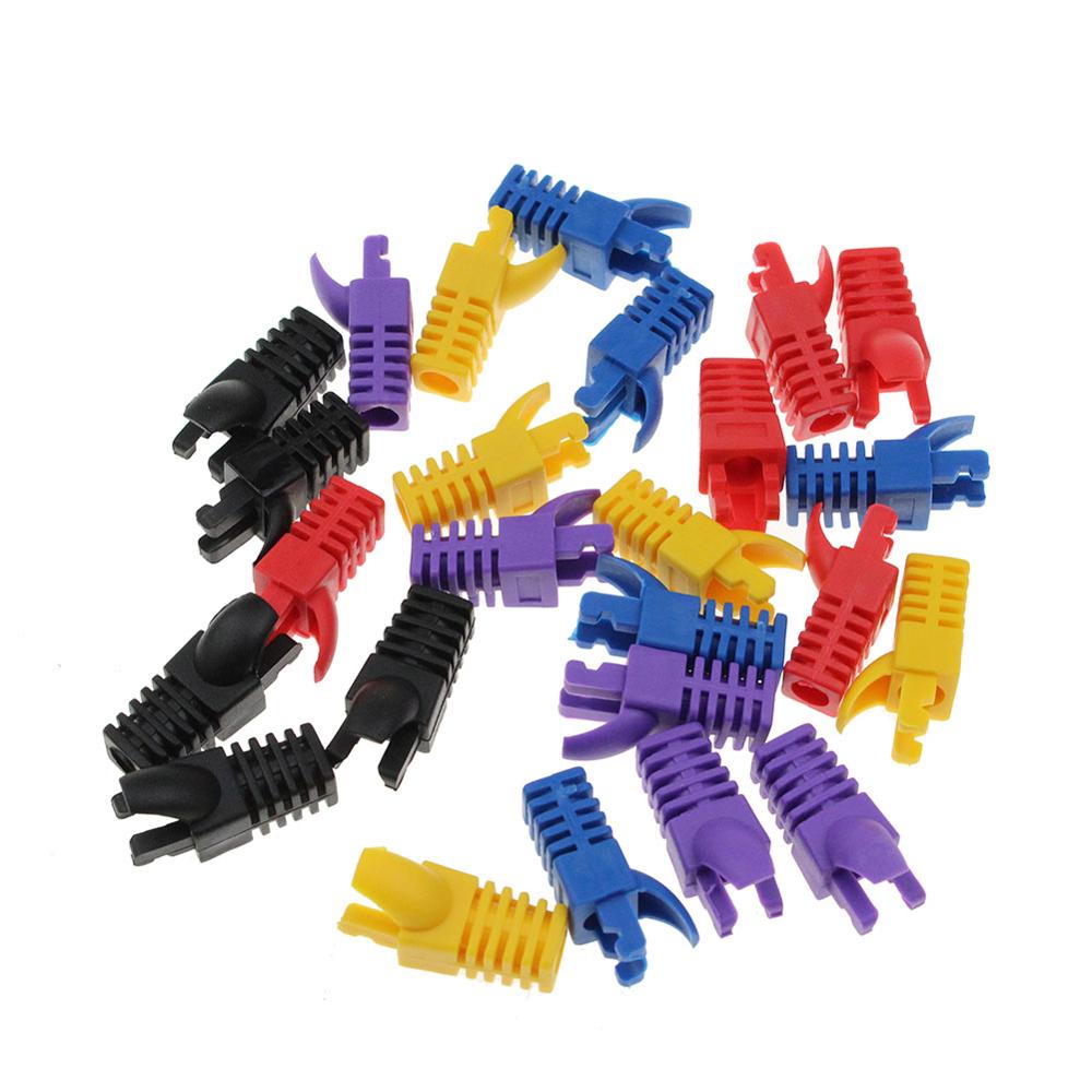 100 Stks Kleurrijke RJ45 CAT5 CAT5E CAT6 8P8C Ethernet Netwerk Plug Schede, RJ45 Strain Plug Cover Boot: Default Title