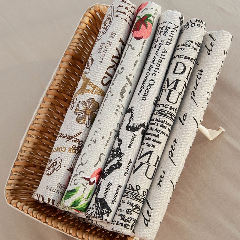Tissu en lin épais pour tissu Patchwork à faire soi-même pour taie d'oreiller à coudre caractères anglais TJ0346