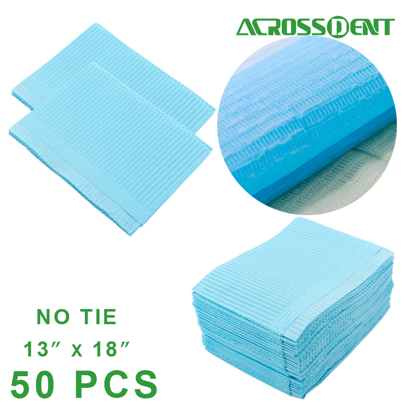 Babero Dental, servilleta de dentista, delantal impermeable desechable, almohadillas limpias para tatuajes de belleza, hojas de odontología, cubierta protectora, 50 unidades: Azul