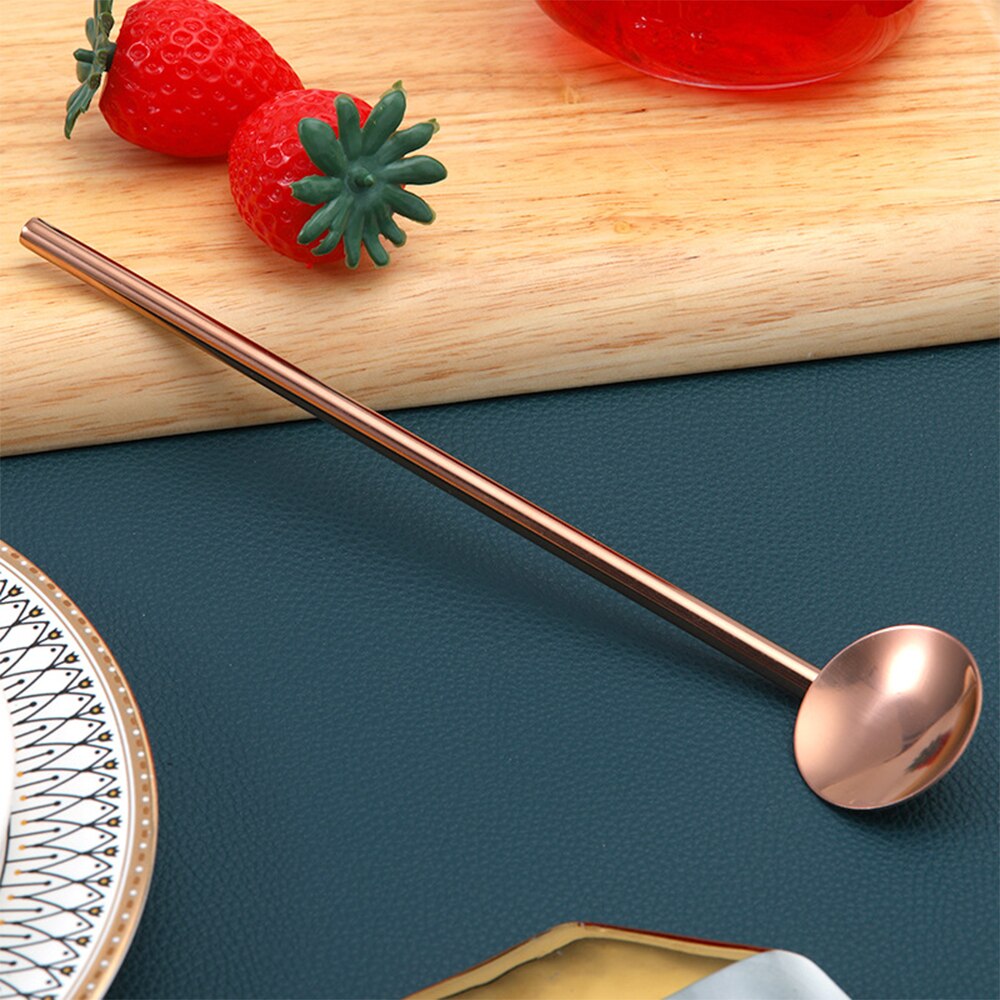 portable 304 stainless steel Straw+Spoon drinking straw milk tea cold drink coarse straw metal cup iron straw for bars/restauran: 1701-C-1