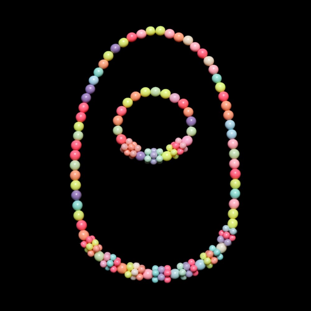 1 Set Prinses Meisje Ketting + Armband Kralen Speelgoed Vlinders Bloemen Baby Handgemaakte Ketting Kinderen Verjaardag Accessoires