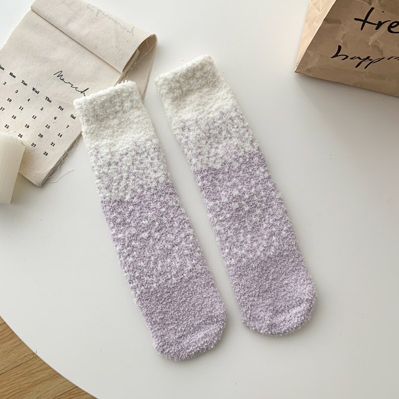 Winter Colored Starry Fleece Mid-Tube Socks Women Soft Warm Lamb Wool Thick Simple Versatile Socks Home Floor Sleeping Socks: 4