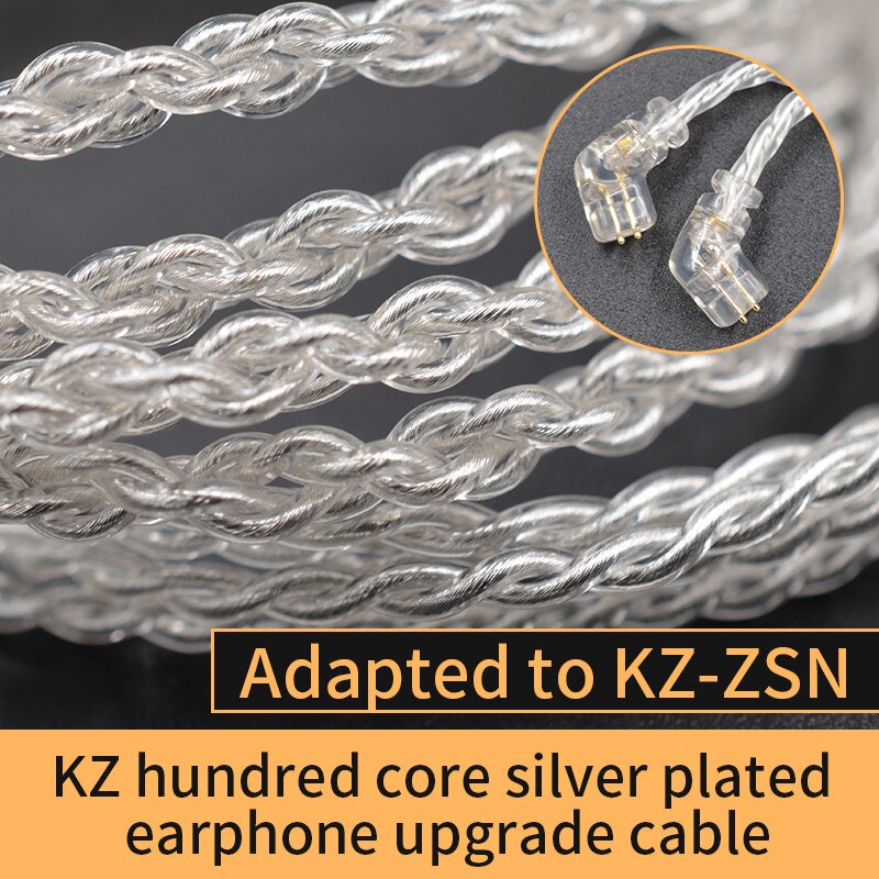 Kz Verzilverd Kabel Upgrade 2 Pin 0.75Mm B C Hoge Zuiverheid Zuurstofvrij Koper Koptelefoon Draad Met Microfoon voor Zst X Zsn ZS10 Zsx Pro