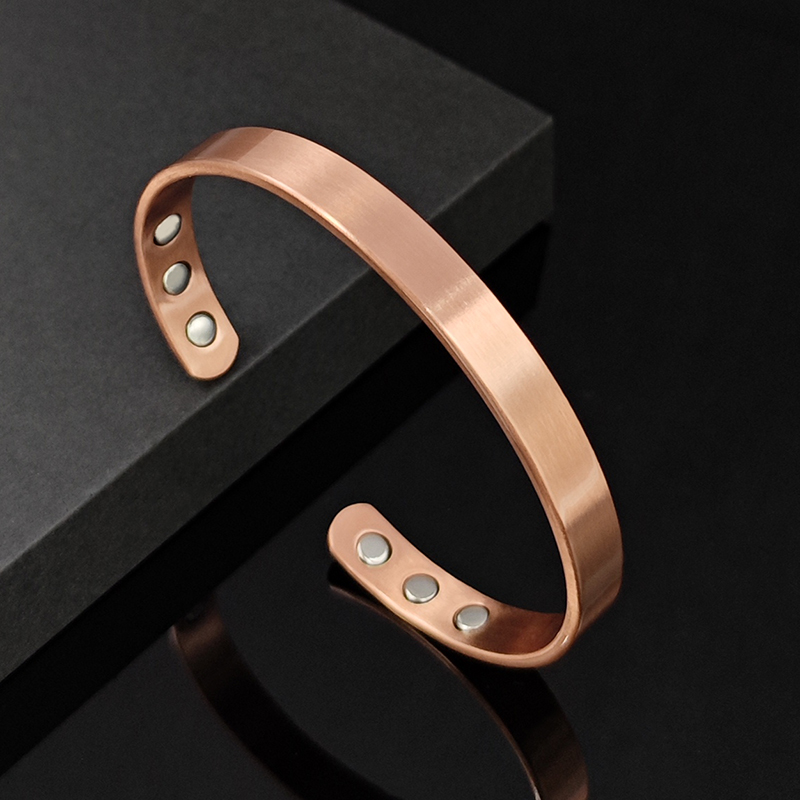 Enkelt smyckeset i ren koppar armband ringar manschett magnetiska armband för kvinnor män artrit hälsa massiva kopparsmycken