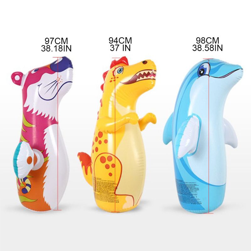 Inflatable Thickened Punching Boxing Bag for Kids Fitness Puzzle Animal Pattern Tumbler Power Bag Standing Toys