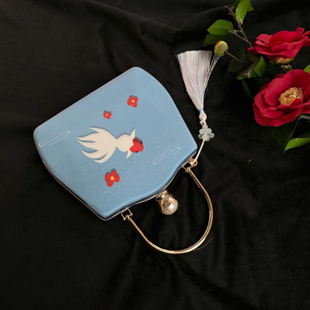 Angelatracy 2020 di Nuovo Modo di Arrivo del Cotone Floreale Struttura in Metallo Oro di Pesce Delle Donne Del diamante Crossbody Nappa Sacchetto di Sera Della Borsa di Dialogo