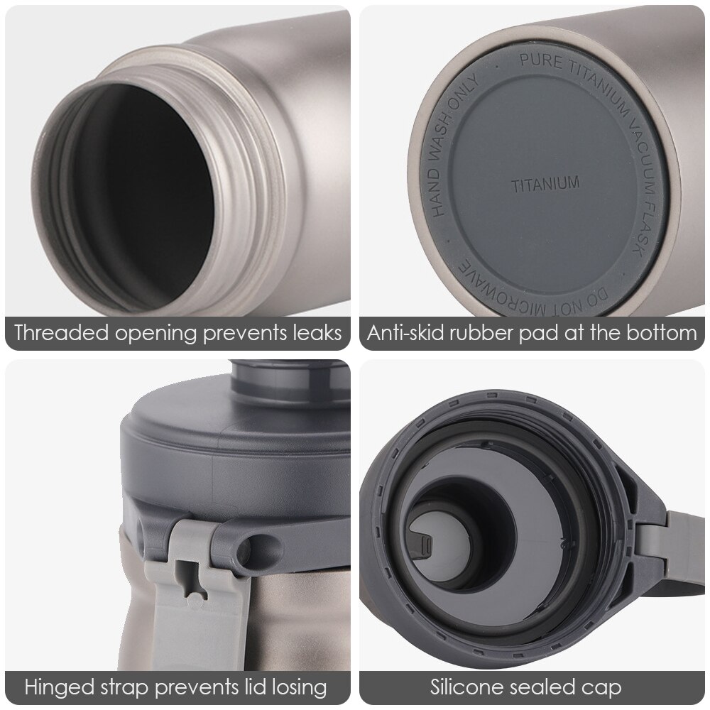 Lixada Outdoor Titanium Bottle with Spout Lid Camping Cycling Hiking Sports Water Cup 1 Liter Outdoor Titanium Water Bottle