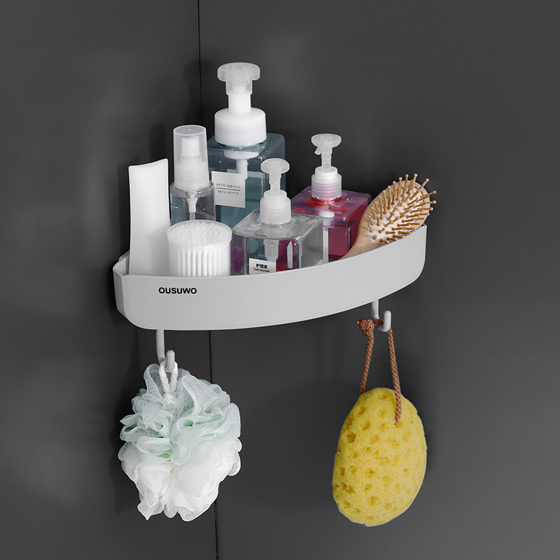 Bathroom Bathroom Storage Rack Wall Hole-Free Plastic Finishing Storage Rack Dormitory Artifact Wall-Mounted Toothbrush Holder