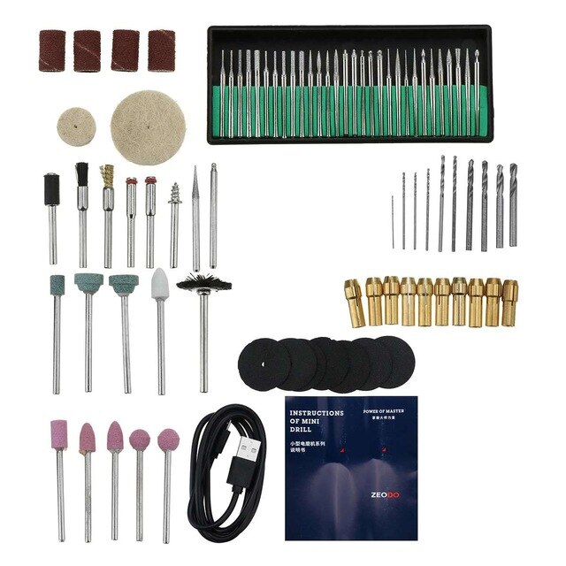 Mini Electric Drill Cordless Drill Variable Speed USB Cordless Drill Rotary Tools Engraver Pen DIY Grinding Accessories Set: POA7830446