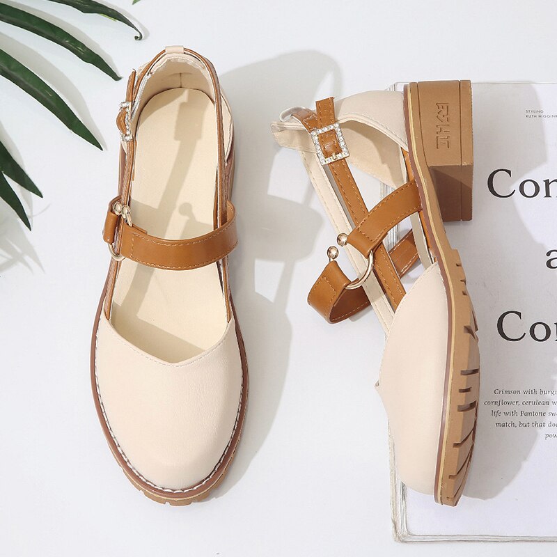 Lukket tå gladiator sandaler mellemhøj hæl fe sko kvinde retro chunky udhulet flip flop dame tøffel sommer sko