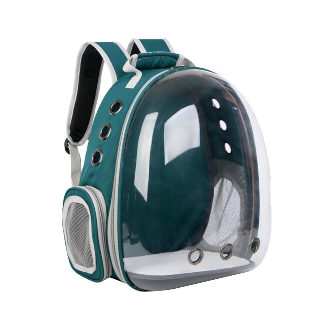 Full Transparent Space Pet Bag Cat Out Panoramic Three-Hole Breathable Portable Chest Shoulder Pet Bag: Green