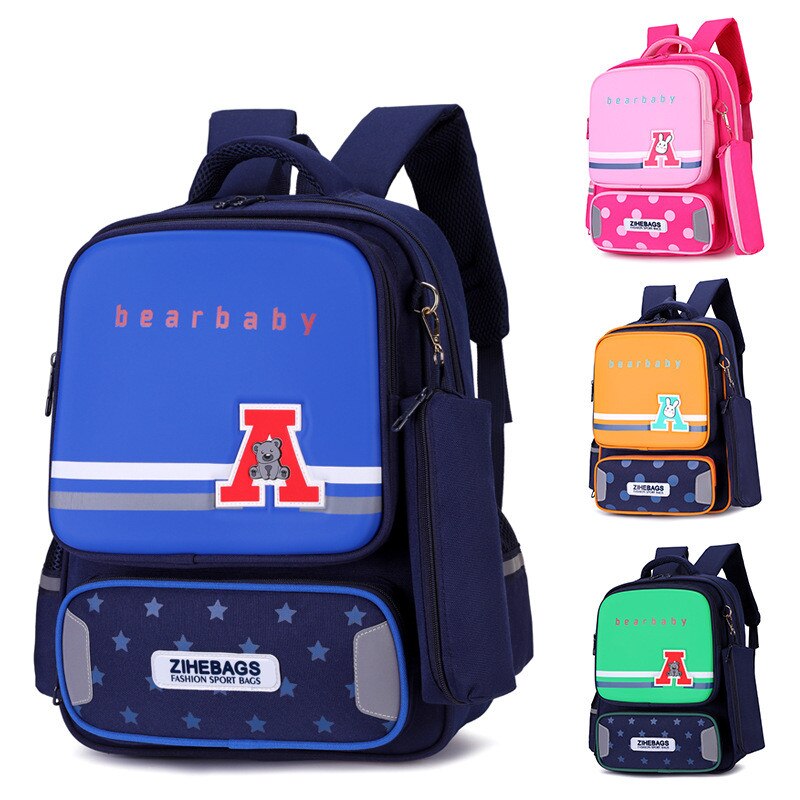 Cartoon Blue School Bags Backpack for Girls Boys Children Orthopedic Backpack Reflective Strip Mochila Infantil