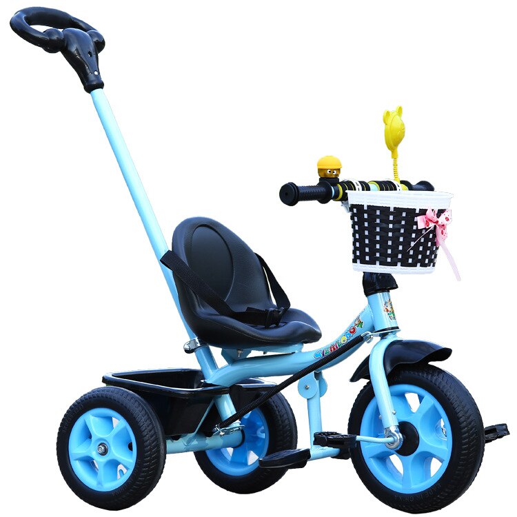 Kinderen Driewieler 1-3 Jaar Oude Jongens Meisjes Baby Fiets Multi-Functionele Winkelwagen: Blue