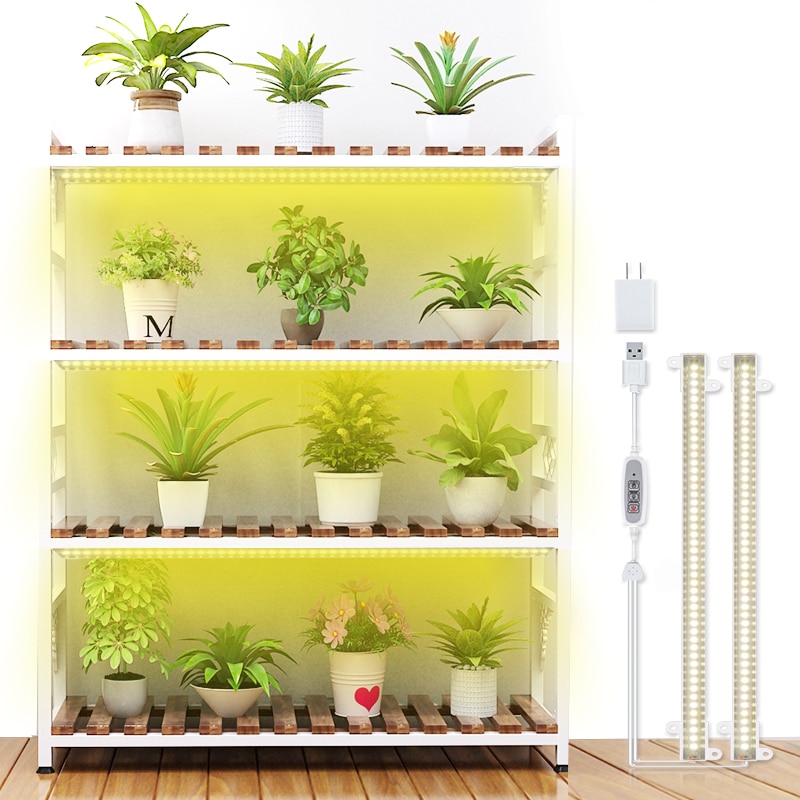 Indoor LED Grow Light Strips Timer 3200K Full Spectrum Phyto Lamp For Plants Shelf Phytolamp Orchids Hydroponic Kits With Plug