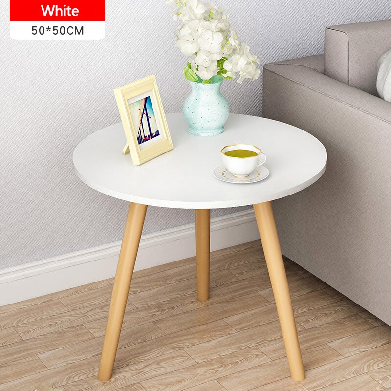 Thee Bijzettafeltje Voor Kantoor Nordic Salontafel Houten Ronde Tijdschrift Plank Kleine Tafel Beweegbare Slaapkamer Woonkamer Meubels: White 50cm