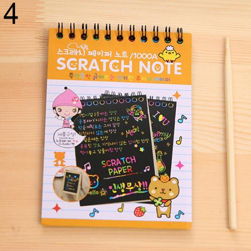 Kids Rainbow Colorful Scratch Art Kit Magic Drawing Painting Paper Notebook Color Handwriting Board Doodle Painting: YELLOW